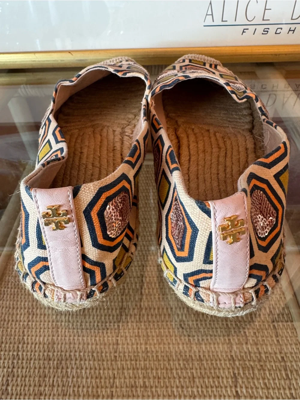 Tory Burch Printed Sequin Espadrille Flats Women’s US 9.5